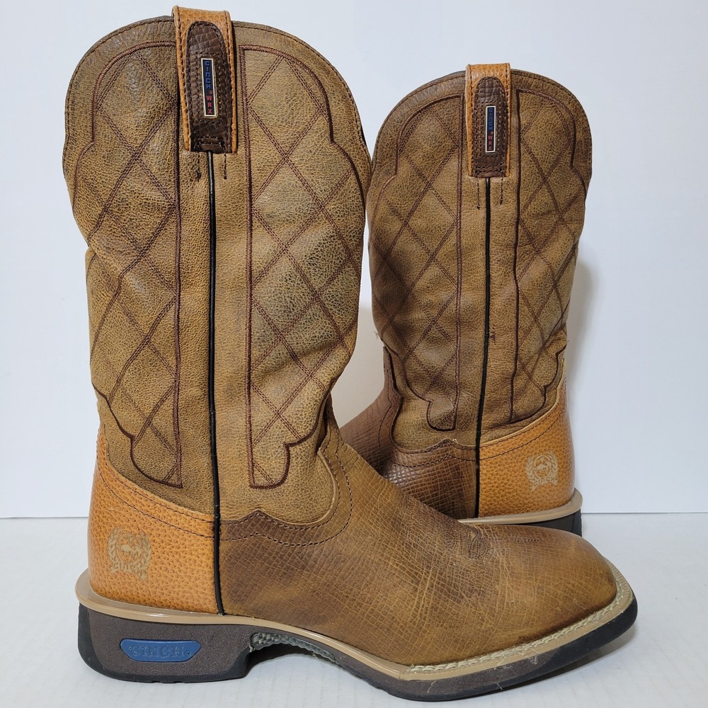 Cinch WRX Men's Work Barn Boots Size 9.5 D Brown Leather Western Square Toe